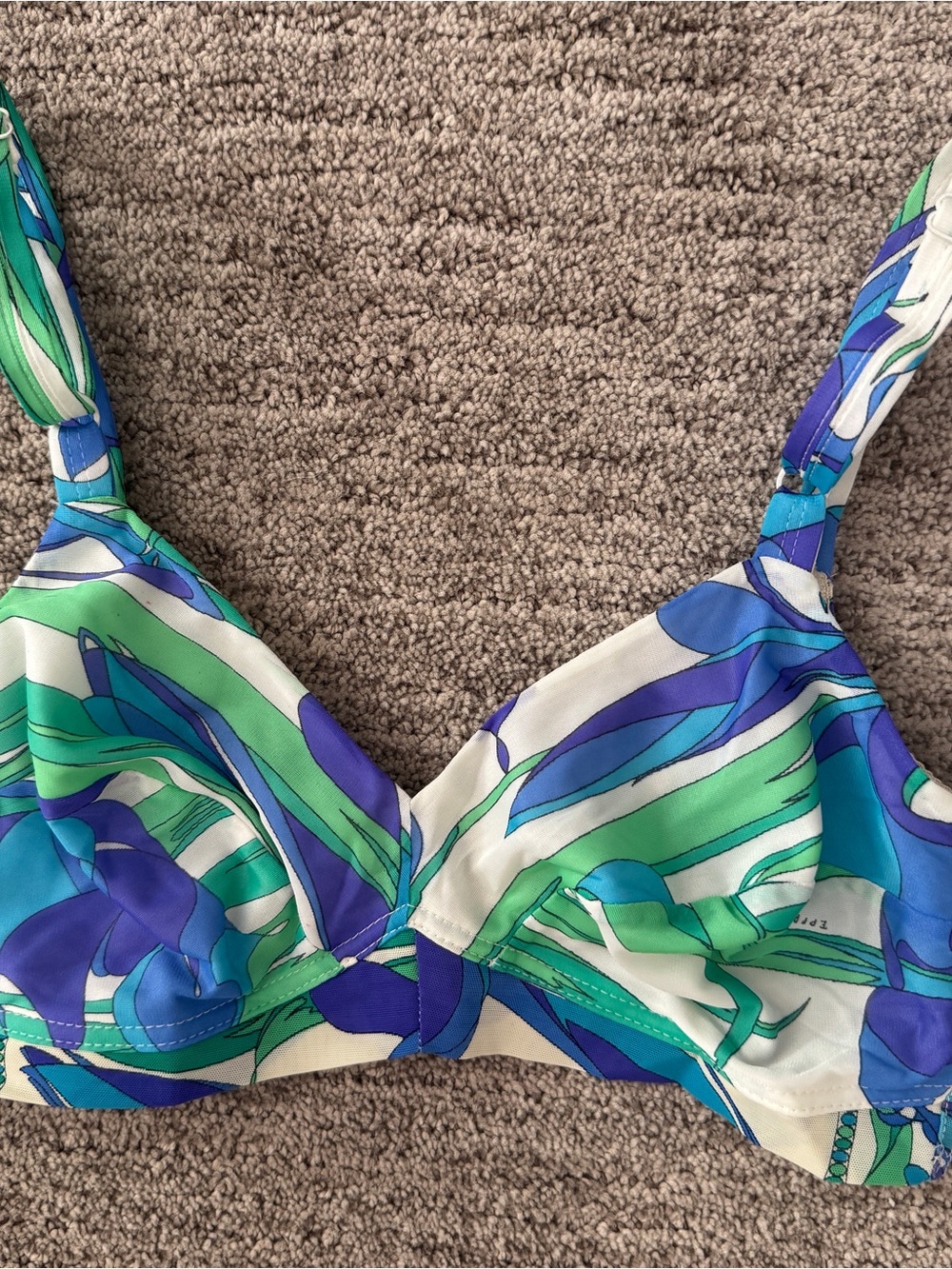 Emilio Pucci Vintage 60s - 70s Tropical Green Blue Purple Wireless Bra 34C - Picture 6 of 9